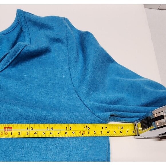 NWT- Niashot Criss-Cross V-Neck Long Sleeve Drape Top - Blue Small - Picture 12 of 13